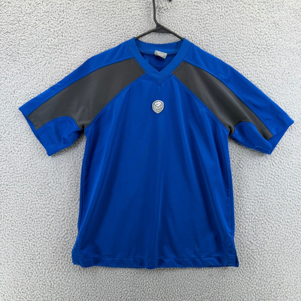 Vintage‎ Nike Basketball Jersey Shirt Mens M Blue Mesh V-Neck Athletic Gray Tag
